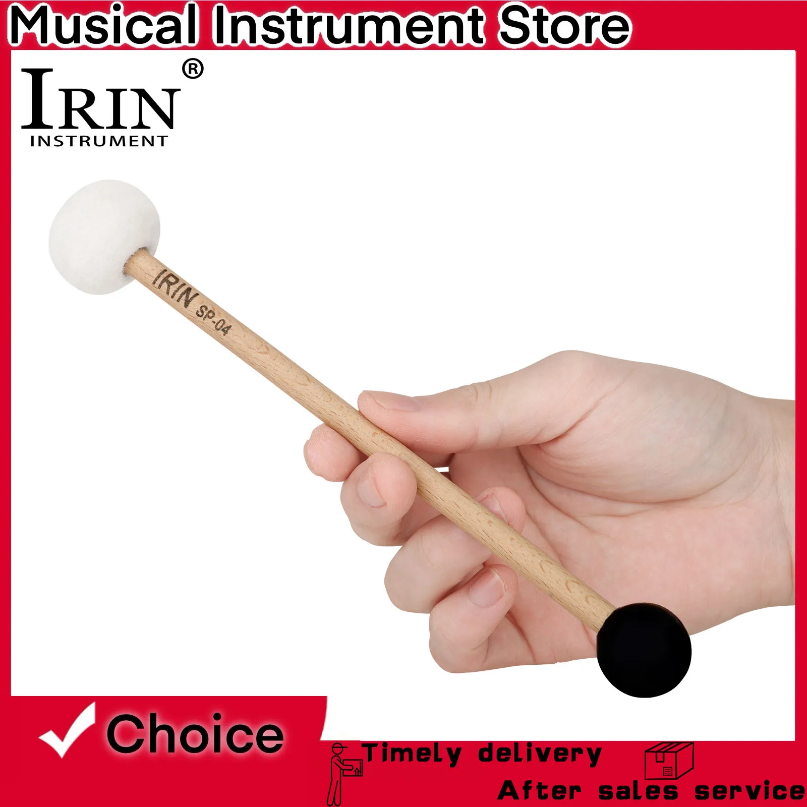 IRIN Doppelkopf Trommel Hammer Drumstick Dual-Purpose Klangschale Mallet Filz Gummi Drumstick Percussion Instrument Zubehör Image