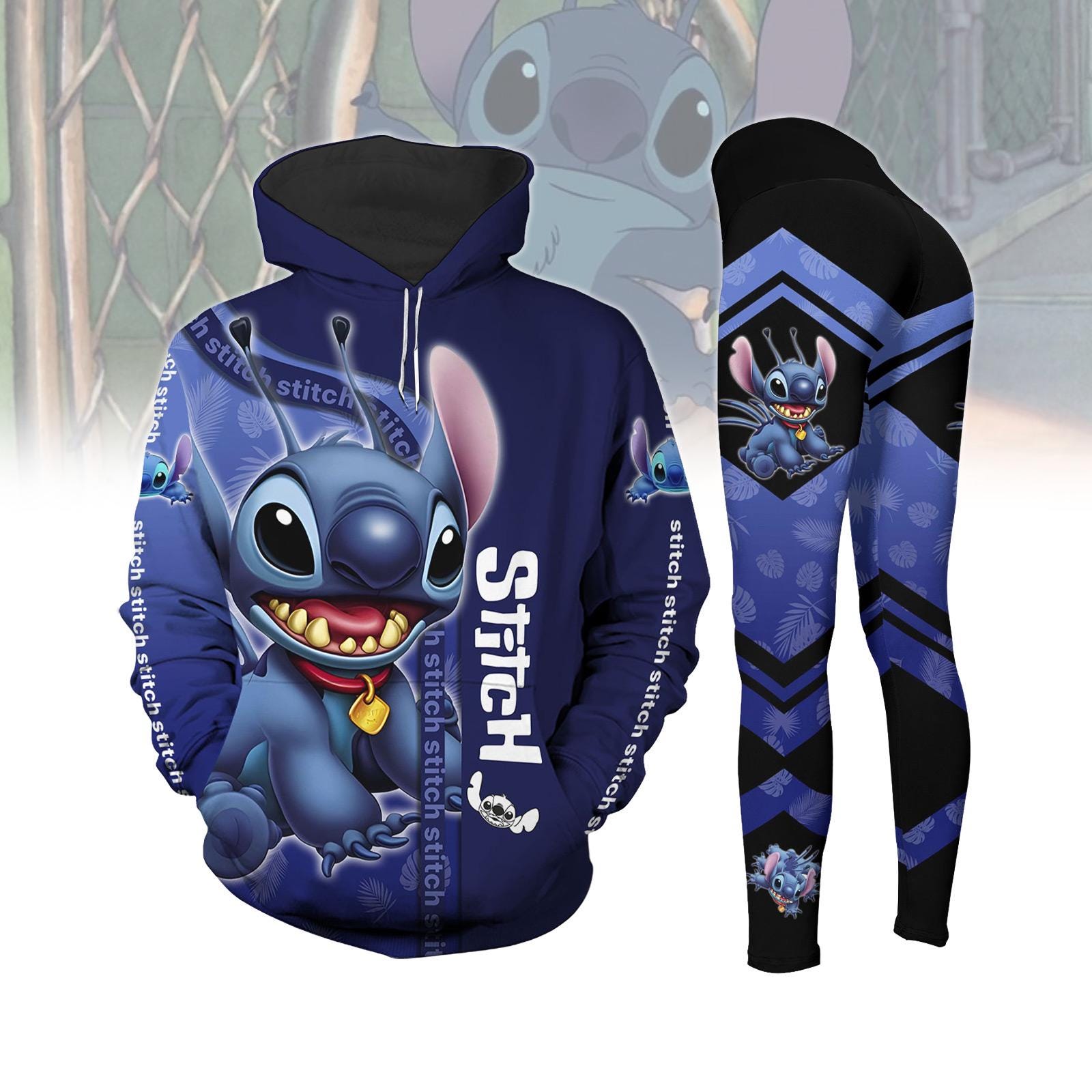 Felpa con cappuccio e leggings Disney Stitch, Felpa con cappuccio 3D Stitch, Leggings da donna, Maglietta Stitch, Felpa con cappuccio Lilo e Stitch, M