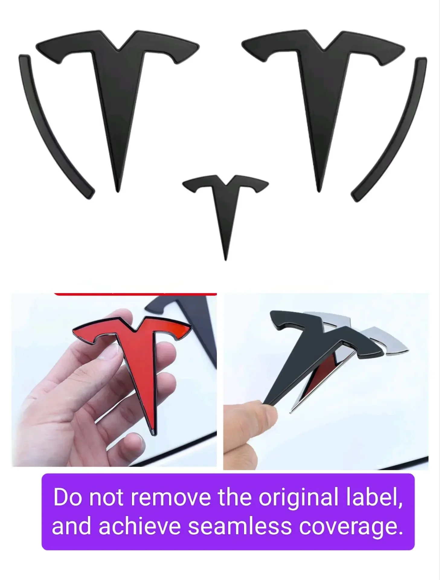 ABS Vorne Für Tesla ModeY Modell 3, Overlay Haube Abdeckung Emblem Aufkleber Styling Körper Hinten Stamm Abzeichen Aufkleber Emblem Zubehör Image