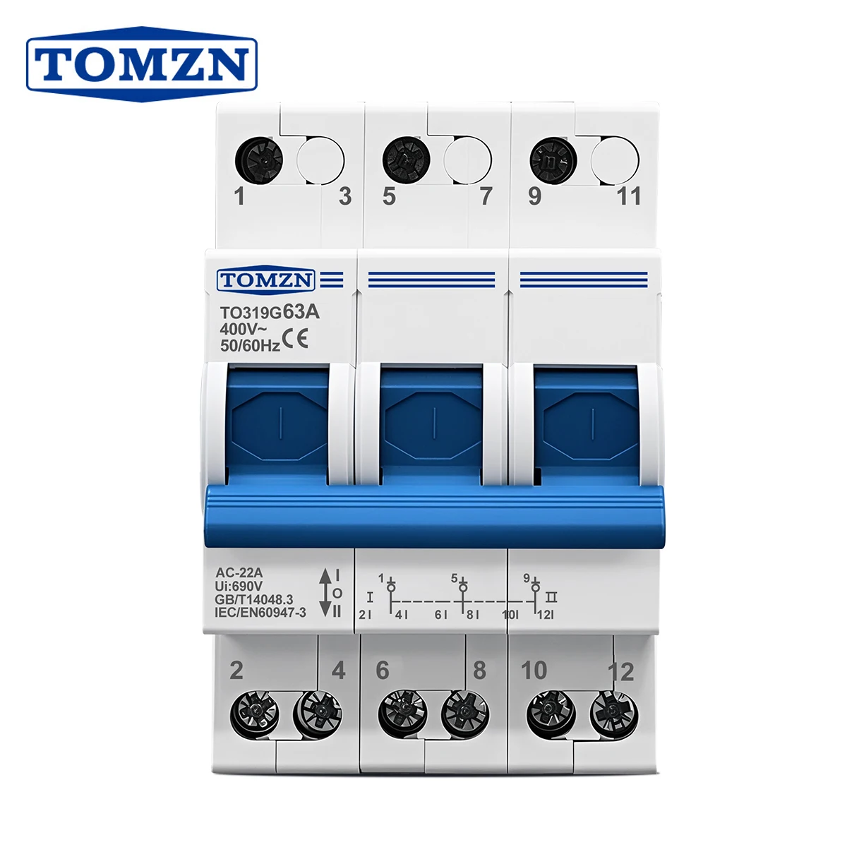 TO319G 3P Dreiphasen-DIN-Schienen-Wechselrichter zum Stadt-Leistungsumschalter 690 V isolierender Verriegelungs-Leistungsschalter trennbar Image