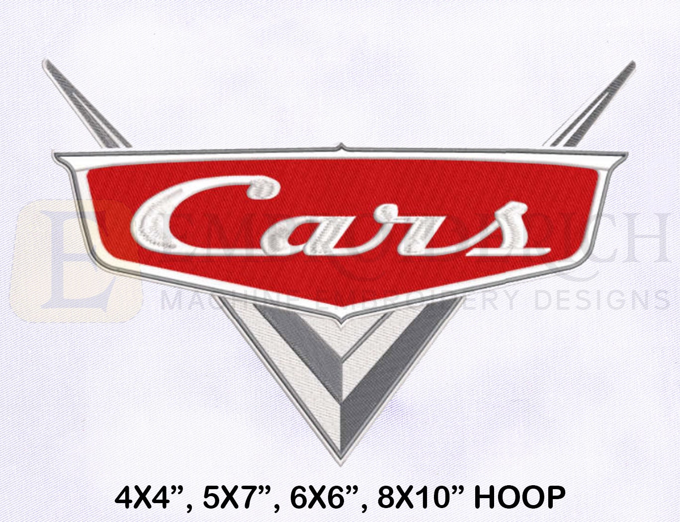 Ricamo a macchina del logo di McQueen di Cars, Disegni per ricamo del logo di Cars, Ricamo del logo di McQueen, Ricamo a macchina in 4 misure