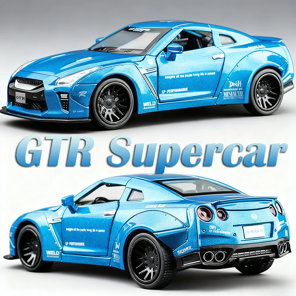 Maßstab 1:32 GTR GTR34 Miniatur-Sportwagen-Modell, Spielzeug, Legierung, Druckguss, Supercar, Sound, Licht, Türen zurückziehen, geöffnet, Sammlerstück Image