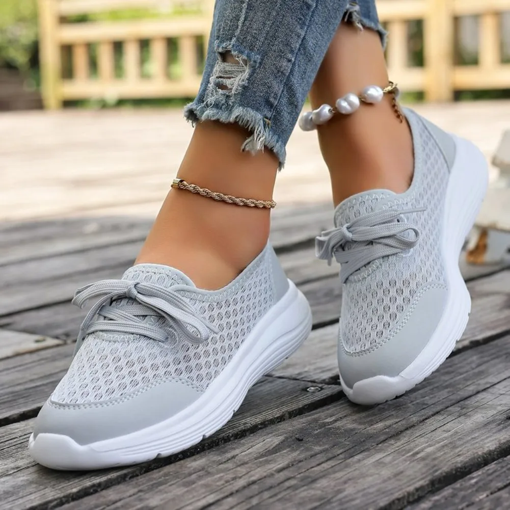 Damen-Turnschuhe, Damenschuhe, weiche Sohle, Mesh-Freizeitschuhe, niedrige Oberseite, flache Sohle, Wanderschuhe, Damen-Sommerschuhe