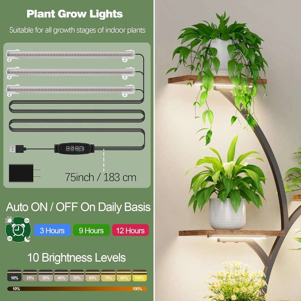 Indoor-LED-Pflanzenwachstumslicht mit rotem, blauem Licht, USB-Schnittstelle, automatische Timer-Smart-Anpassung, kann Lichtleiste, Pflanzenlampe kleben