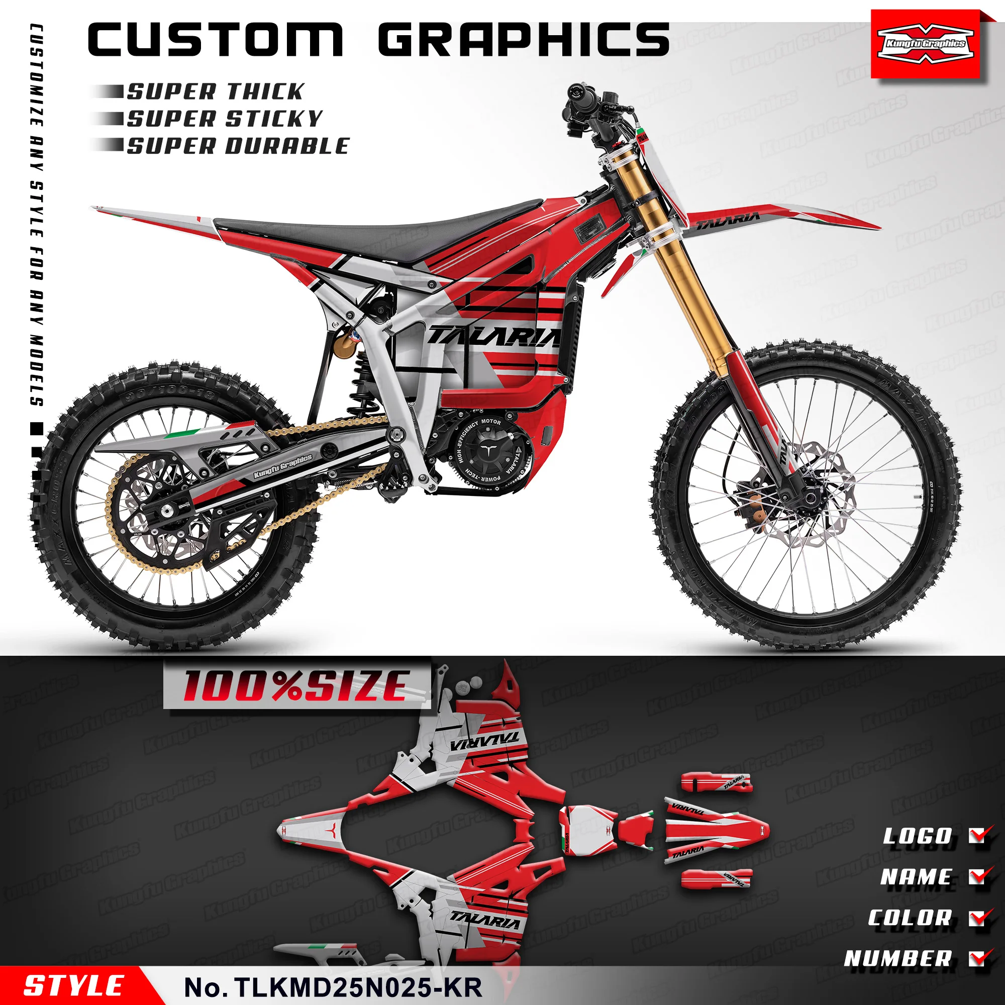 KUNGFU GRAPHICS Individueller selbstklebender Aufkleber aus glänzendem Laminat für TALARIA KOMODO, Dekor, TLKMD25N025-KR Image