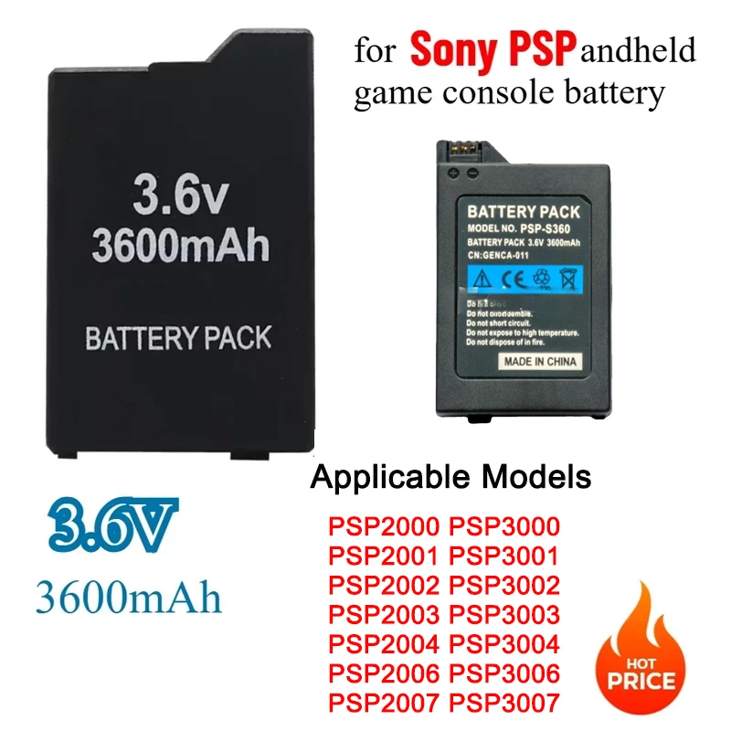 3,6 V 3600 mAh eingebauter Akku für Sony PS Lite PSP 2. PSP-2000 PSP-3000 PSP-3004 Gaming-Konsolen, wiederaufladbare Host-Akkus Image