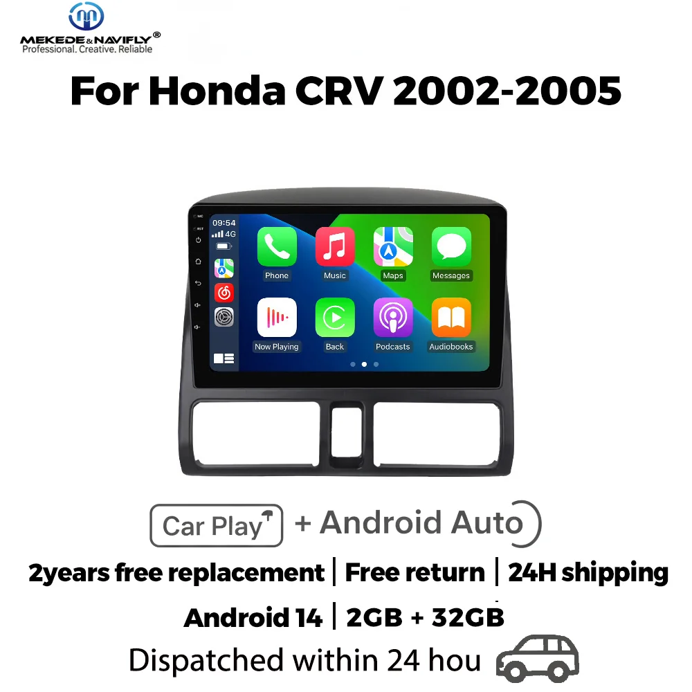 MEKEDE&NAVIFLY Android 14 Autoradio GPS Navigation Carplay Für Honda CR-V CRV 2 2001-2006 Auto Stereo multimedia MP5 Video Player Image