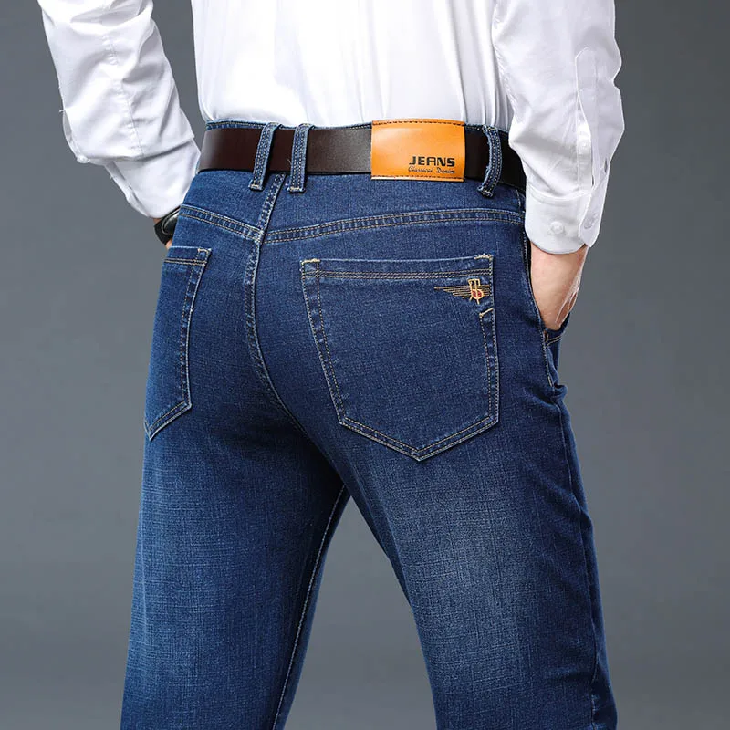 Plus Größe 28-46 Frühling Herbst Klassische Business-Hose Männlich Marke Herrenmode Casual Jeans Gerade Elastizität Denim hosen