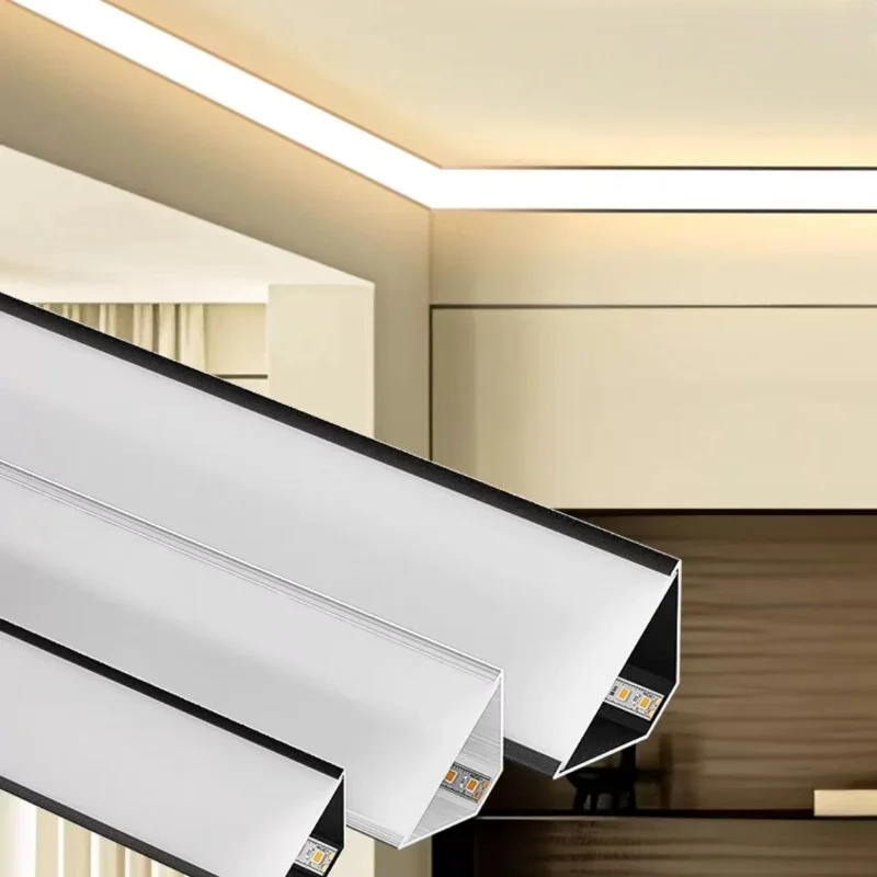 1M Decke Led Aluminium Profil Kanal Top Ecke Leuchtende Gips Linie Lampe Indoor Hause Wand Dekor Atmosphäre Bar Streifen licht Image