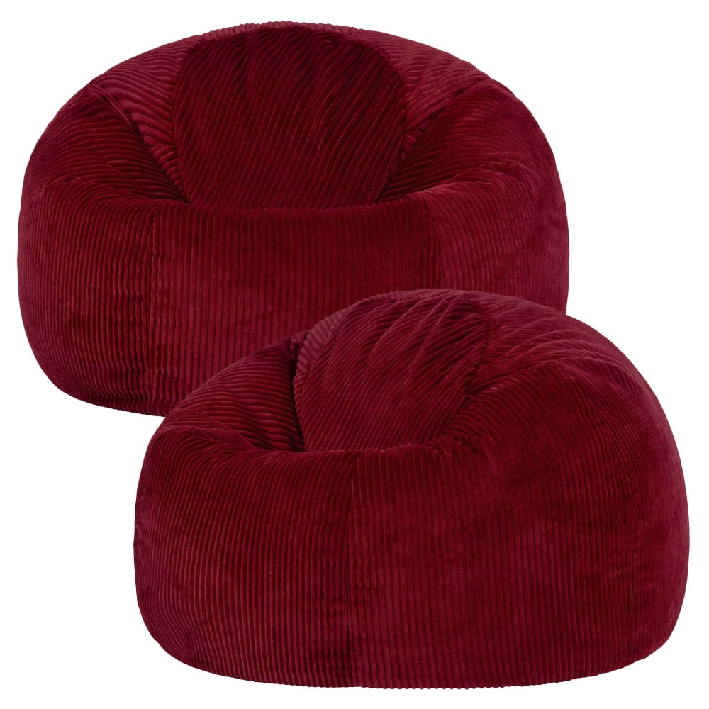Lot de 2 poufs velours côtelé rouge bordeaux