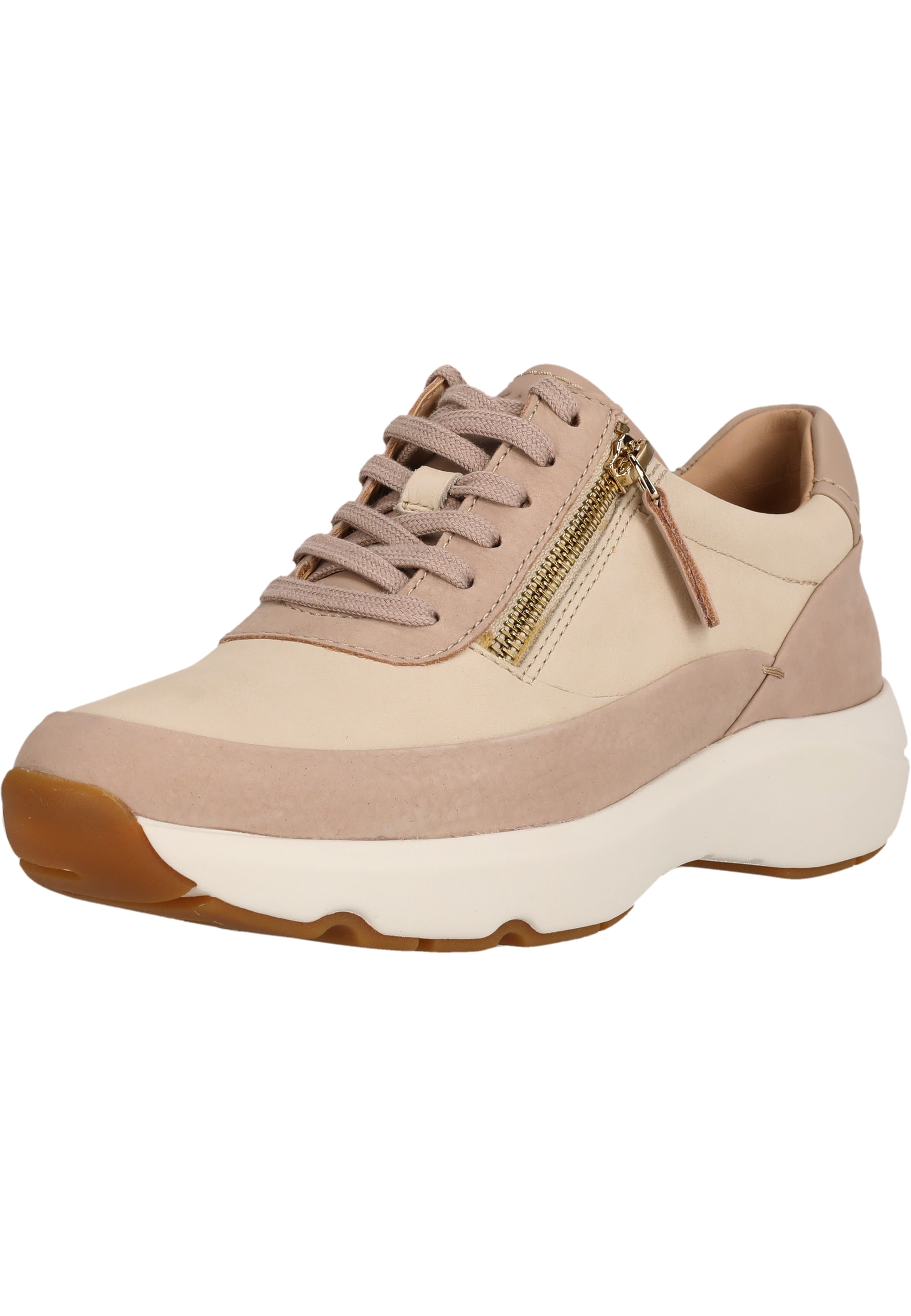 Sneaker CLARKS "Tivoli", Damen, Gr. 37,5, beige, Leder, Schuhe Sneaker, im leichten Design mit praktischem Reißverschluss