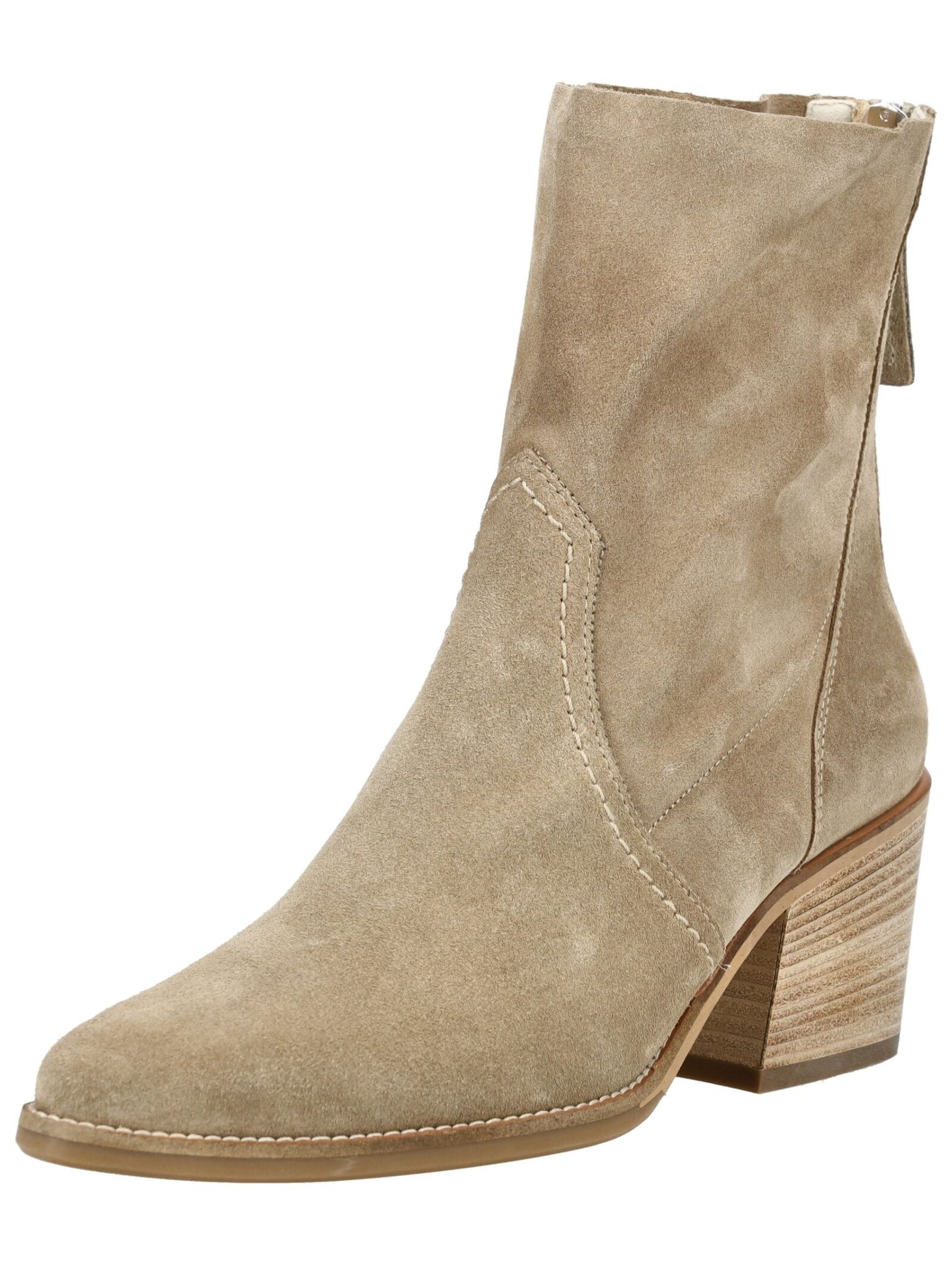 Stiefelette PAUL GREEN "Paul Green Stiefelette Veloursleder", Damen, Gr. 42,5, beige, Veloursleder, Schuhe Stiefelette