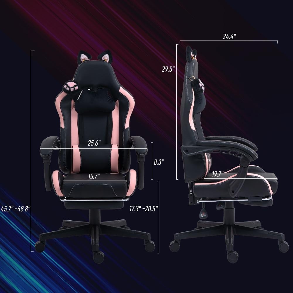 Gaming Chair With Footrest Racing Gamer Chair Headrest Lumbar Support