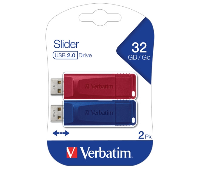 Verbatim USB 2.0 Stick 32GB, Slider, rot-blau, Multipack Image