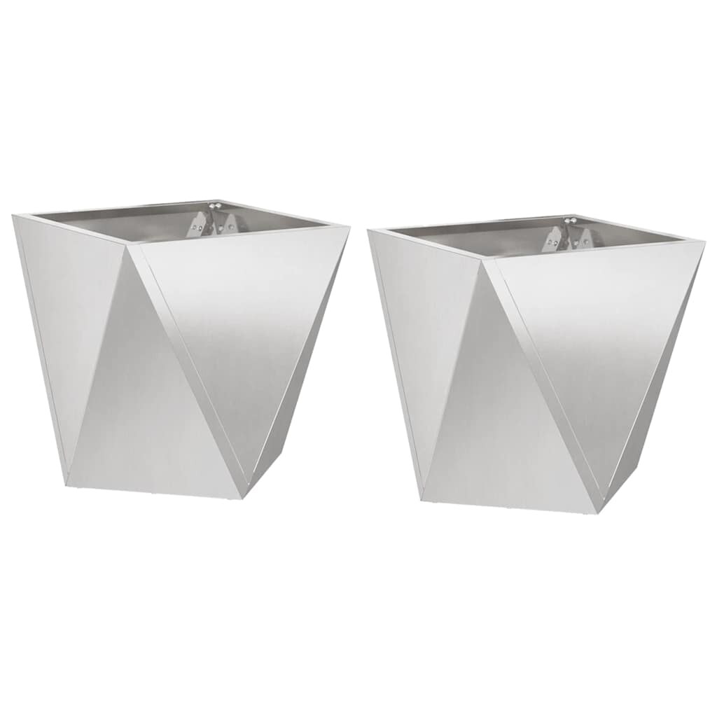 vidaXL Pflanzkübel 2 pcs Silber 30 x 30 x 30 cm Edelstahl Image