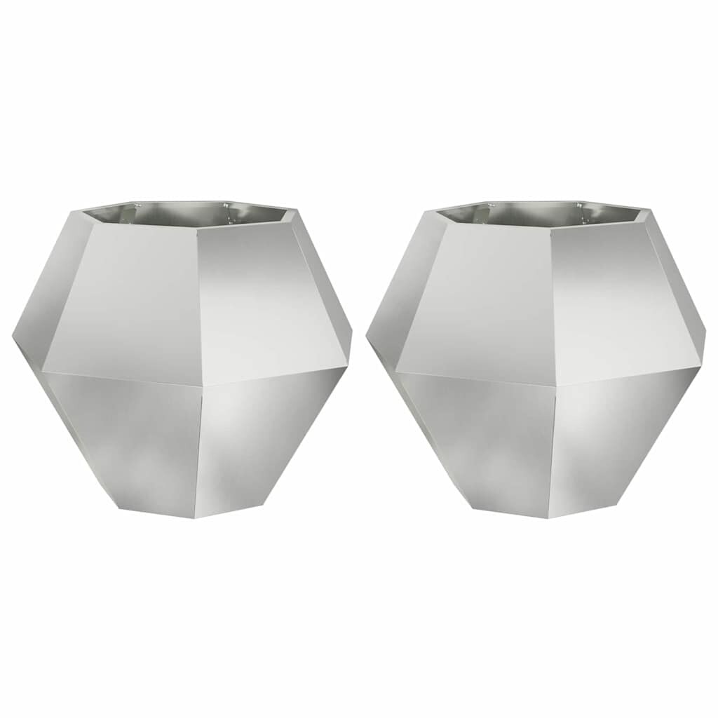 vidaXL Pflanzkübel 2 pcs Silber 75 x 75 x 60 cm Verzinkter Stahl Image