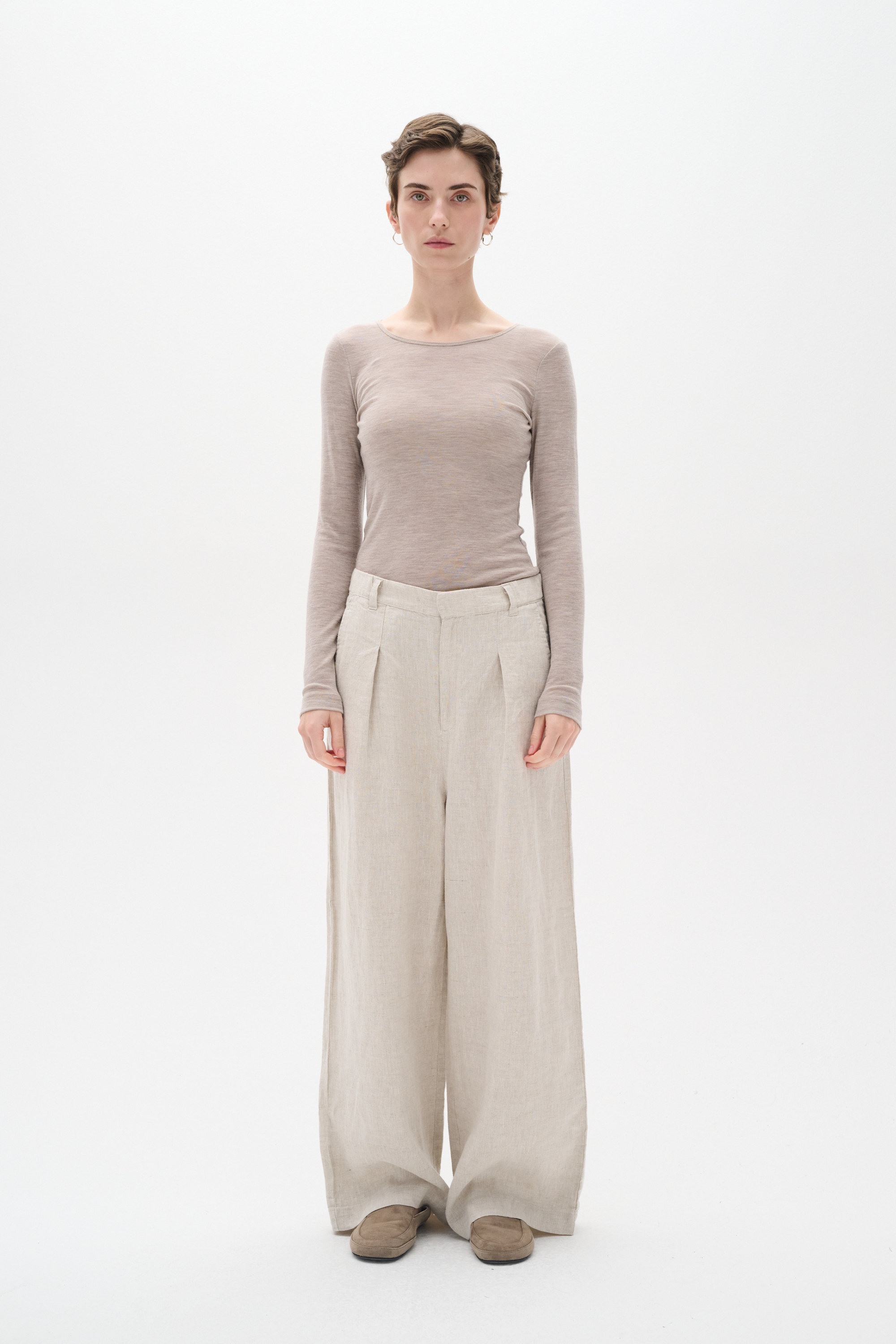 Langarm-Shirt Slim fit Oatmeal Melange beige Image