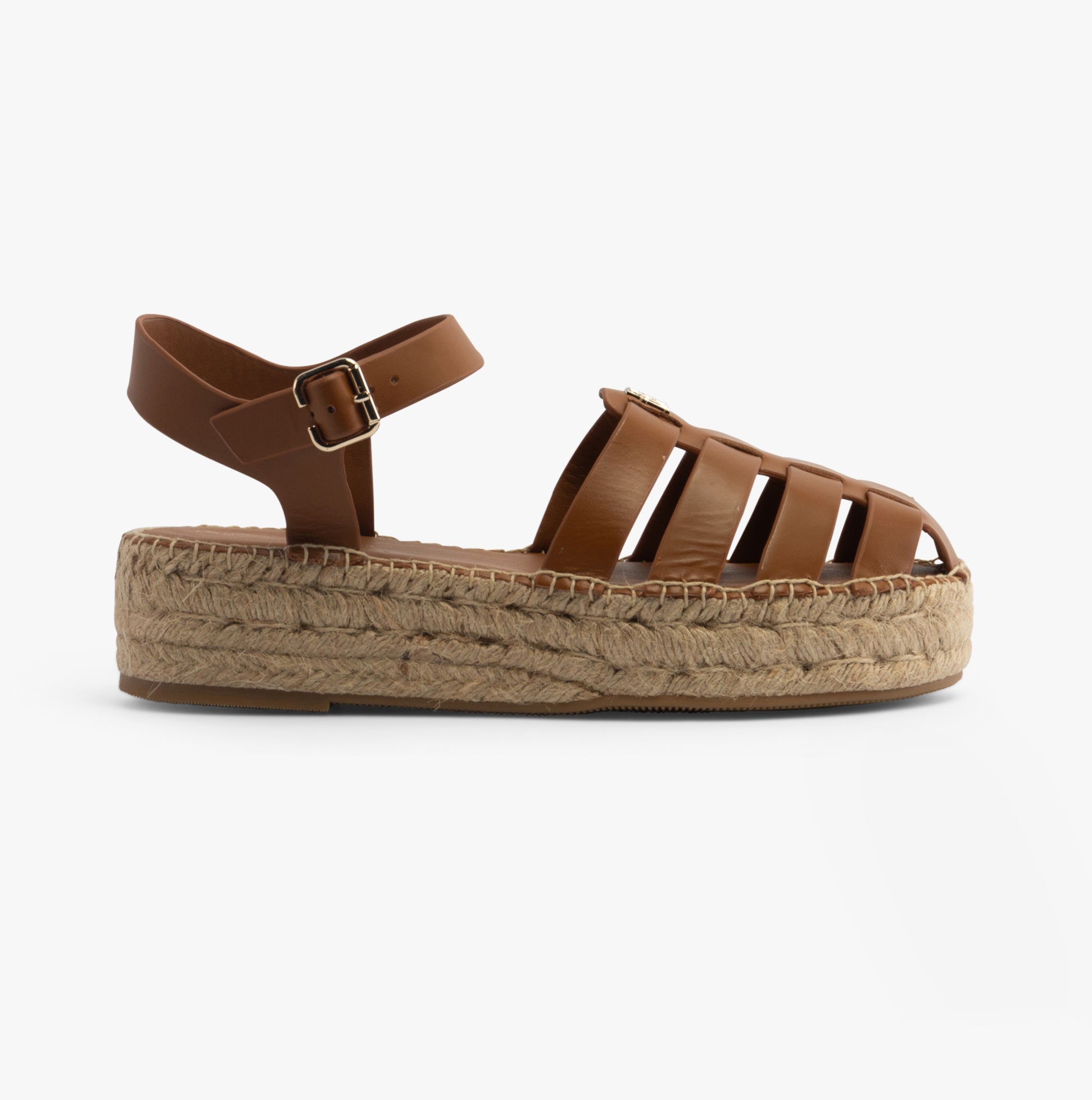 AUTHENTISCHES LEDER Damen-Espadrilles Cognacbraun Image