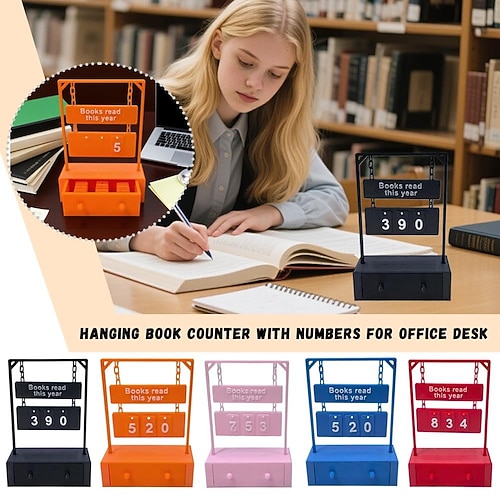 Compteur de livres lus cette année en résine avec cadrans rotatifs, organisateur d