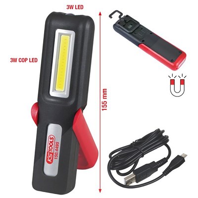 Ks Tools Mobile Werkstatt-Handlampe, knickbar, 3 Watt COB LED [Hersteller-Nr. 150.4495]