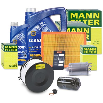 Mann-filter Inspektionspaket Set B + 6l 10W-40 Motoröl [Hersteller-Nr. 41272577] für VW