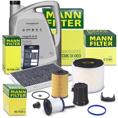 Mann-filter Inspektionspaket Set B + 5l 0W-30 III FE Motoröl [Hersteller-Nr. 40975082] für Audi