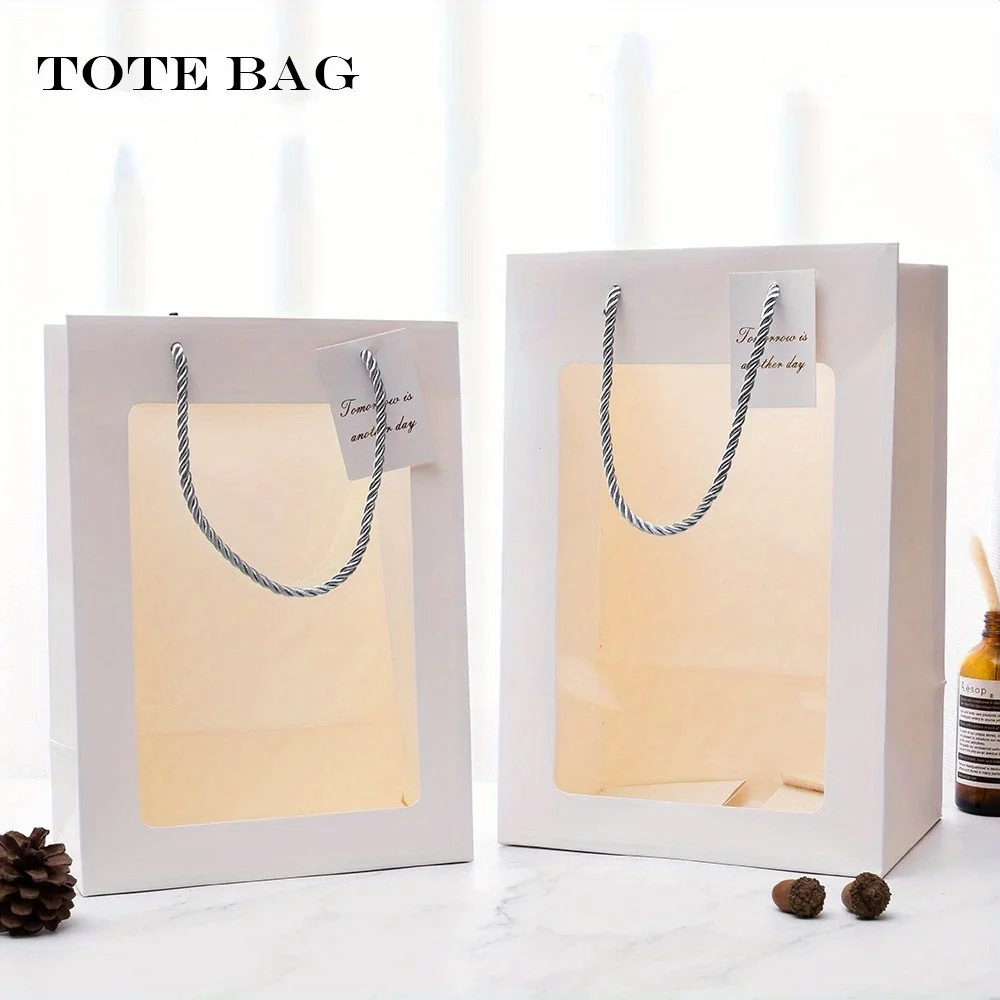 5/8/10 pz grande fiore regalo borsa confezione regalo di nozze finestra trasparente sacchetto di imballaggio biscotto per Eid Mubarak scatole di imballaggio regalo