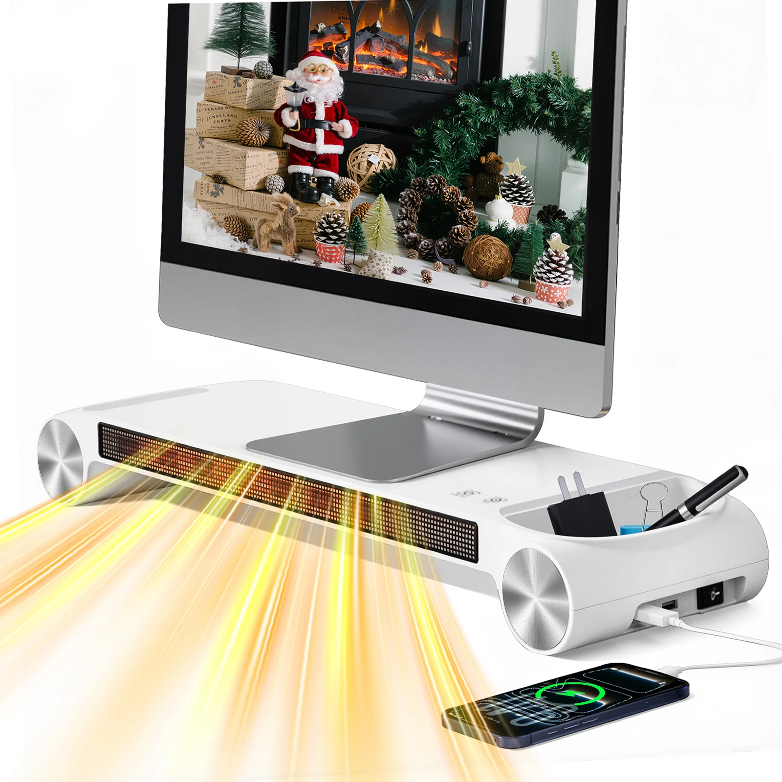 Eary Desktop-Monitorständer und -heizung für Heimbüroheizungen, elektrische Heizung, Winterwärmermaschine mit USB-Anschluss, US-Standardstecker Image