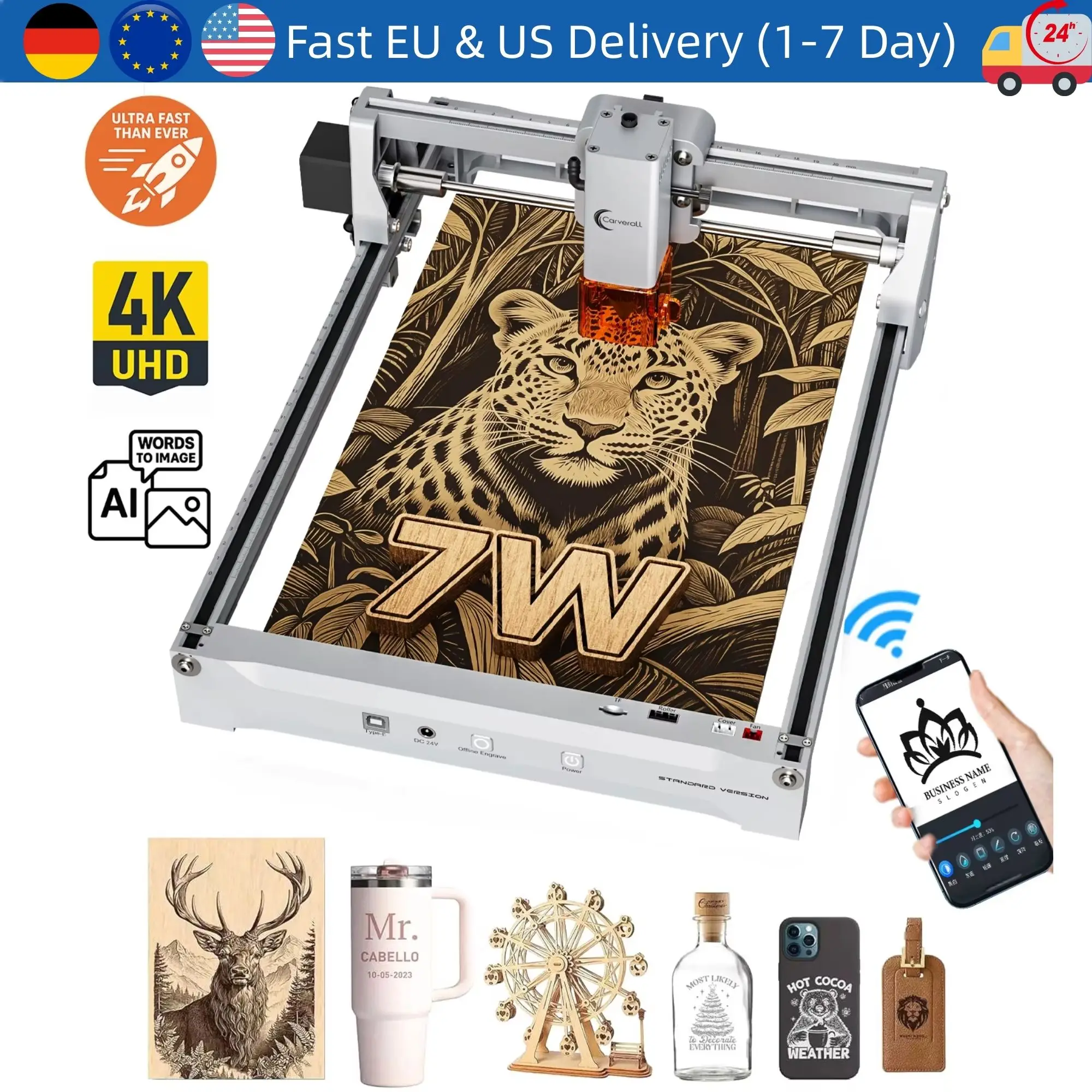 Carverall K15Pro Tragbarer Lasergraveur 7W 12W Dioden-Graviermaschine Anfänger-DIY-Werkzeug für Holz Leder Acryl Image