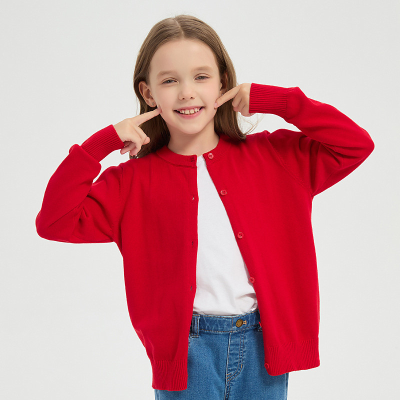 Kids Girls' Cardigan Sweater Solid Color Outdoor Long Sleeve Button Up Fashion 4-12 Years Fall Black Yellow Pink