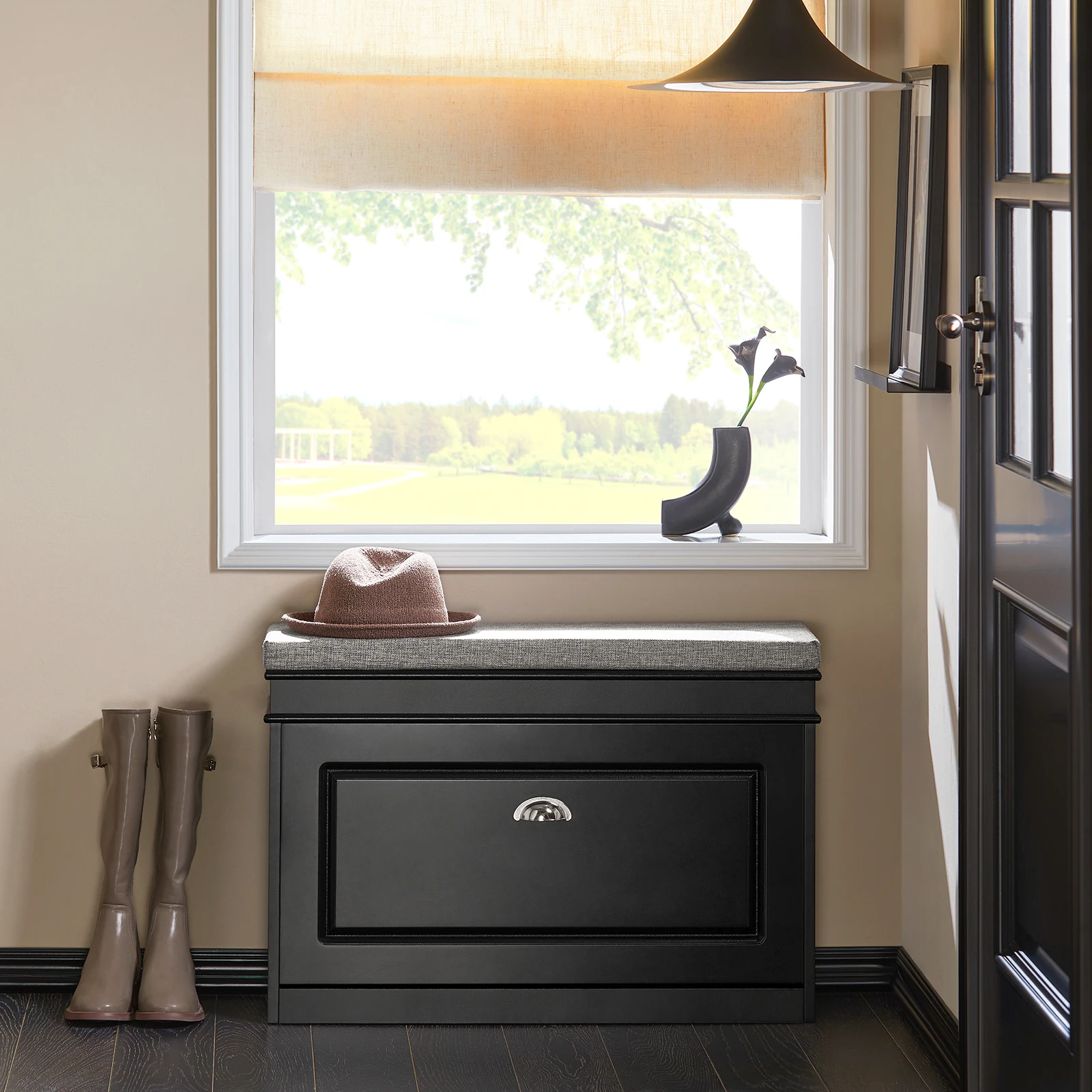 SoBuy FSR82-L Schuhkipper Schuhschrank mit Klappe Schuhbank mit Sitzkissen Schuhkommode Sitzbank BHT ca.: 75x51x24cm