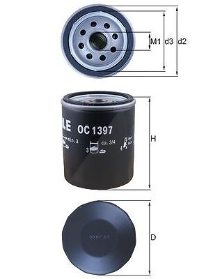Mahle Ölfilter [Hersteller-Nr. OC1397] für Alfa Romeo, Citroën, Fiat, Jeep, Opel, Peugeot, Toyota, Vauxhall Image