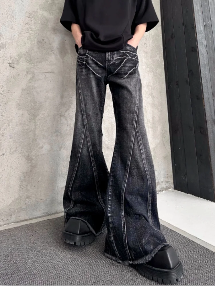 2025, amerikanische Retro Y2K Streetwear Vintage Grau Baggy Flared Jeans Hosen Für Männer Kleidung Baumwolle Lange Hosen Pantalon Hombre