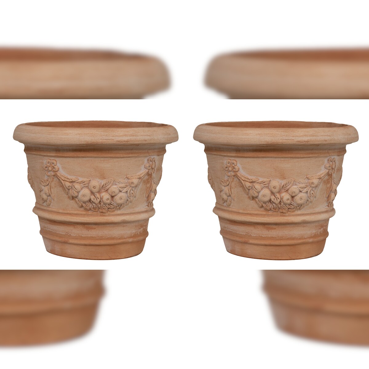 BISCOTTINI INTERNATIONAL ART TRADING Biscottini Set 2 Blumentöpfe 40x40x30 cm – Runder Terrakotta Topf – Zimmerpflanzentöpfe – Außen Blumenkasten für den Garten Made in Italy – Balkontopf Image