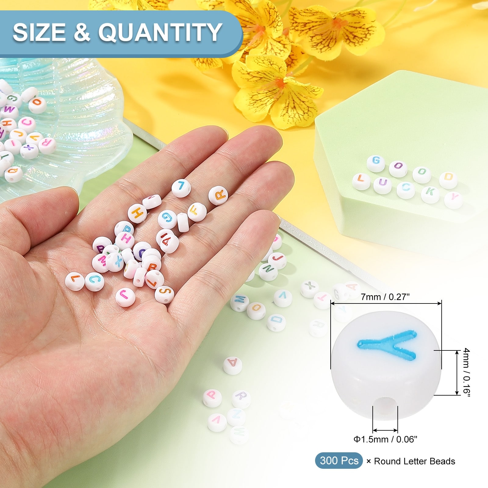 Round Letter Beads,Acrylic Alphabet Beads White Beads for Jewelry Making Necklaces DIY