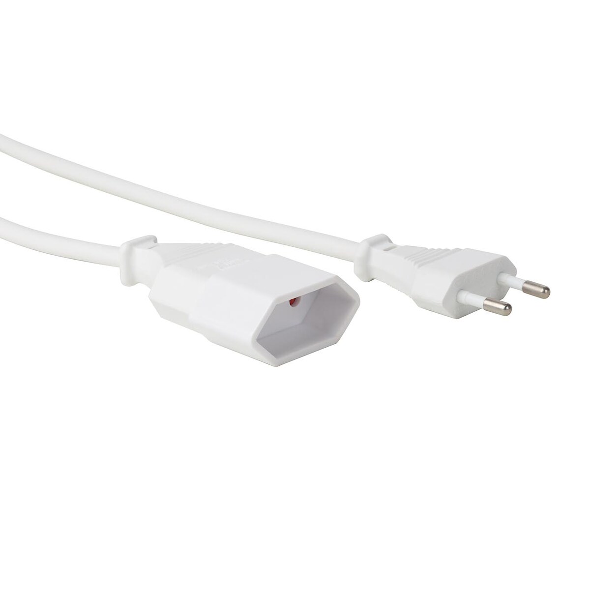 Perel Verlängerungskabel, H03VVH2-F 2G0.75, 1.8 m, 2.5 A/230 V, 625 W, Typ C Eurostecker, für innen, PVC, weiß Image