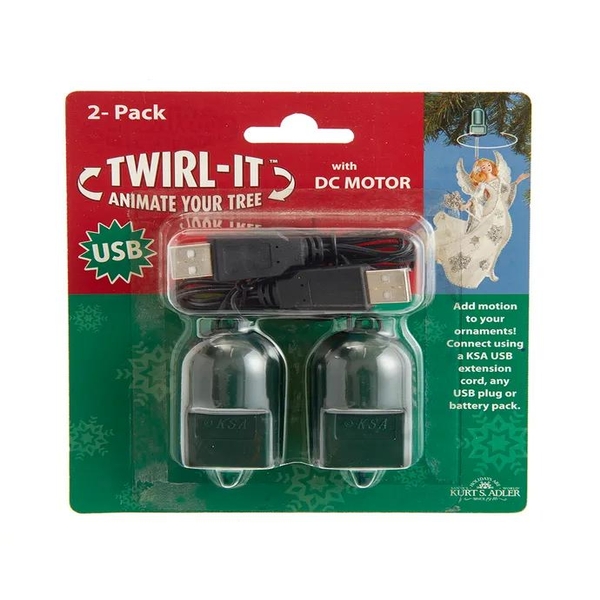 Kurt S. Adler 61095 - 2" USB Twirl-It? Christmas Tree Ornament Spinner with DC Motor (2 Pack)