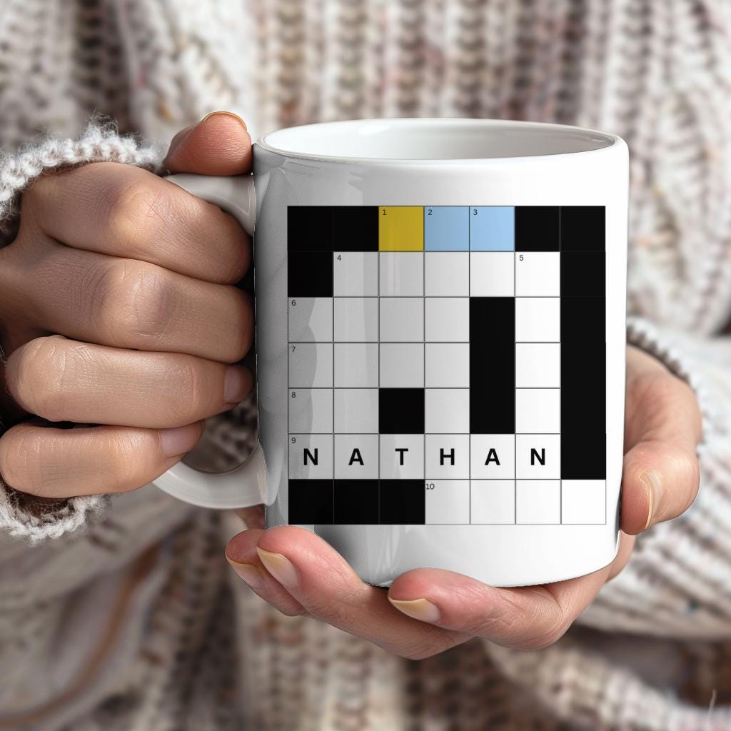 Tazza con cruciverba personalizzata, regalo unico, tazza da caffè, tazza in ceramica, regalo perfetto, tazza da caffè, tazza da caffè con puzzle perso