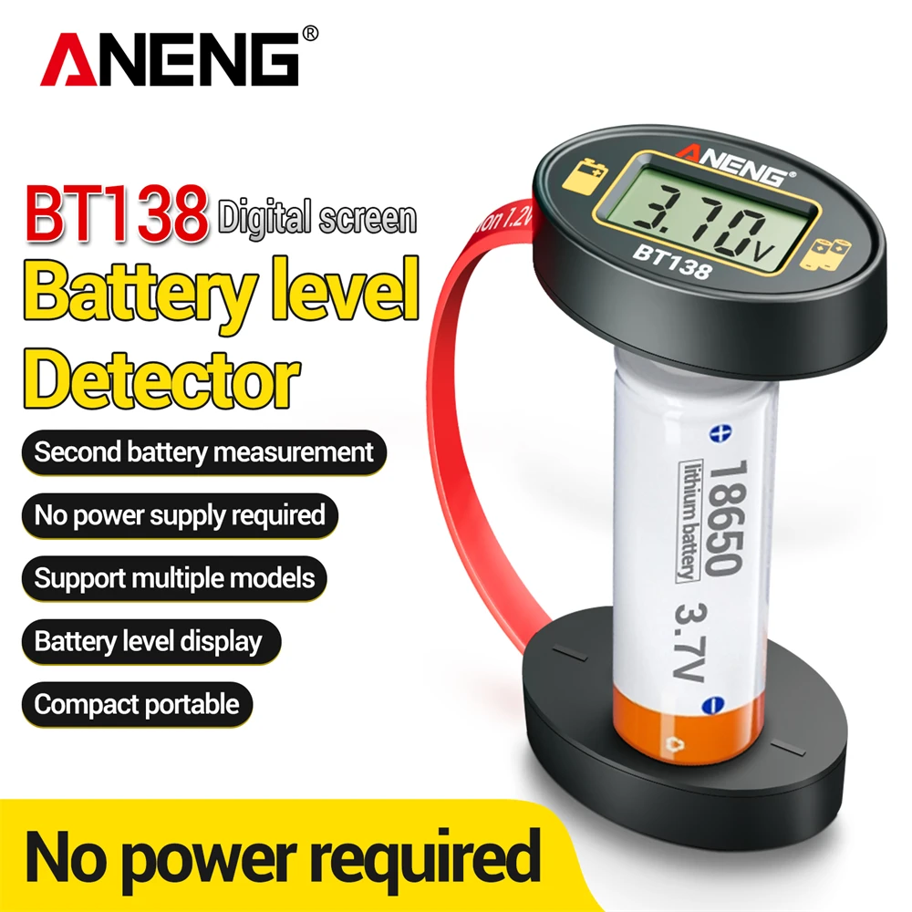 ANENG BT138 Digitaler Batterietester Ohne Stromversorgung Spannungsprüfer für AA AAA C D 9V Knopfzellen 18650 21700 Lithium-Batterien H Image