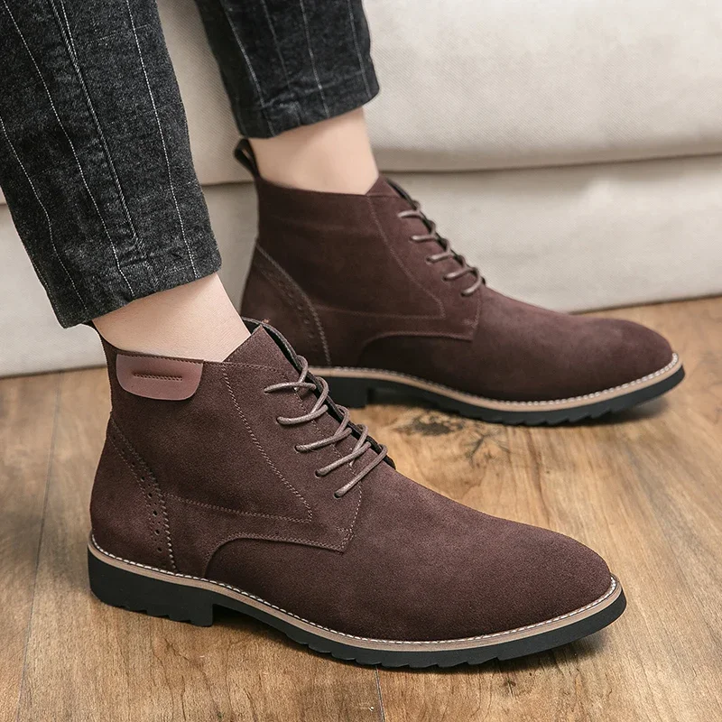 Spitz Chelsea Stiefel Leder Männer Winter Stiefel Winter Schuhe für Männer 2025, Männliche Stiefel Herren Knöchel Schuhe Zapatillas Männlichen Hombre