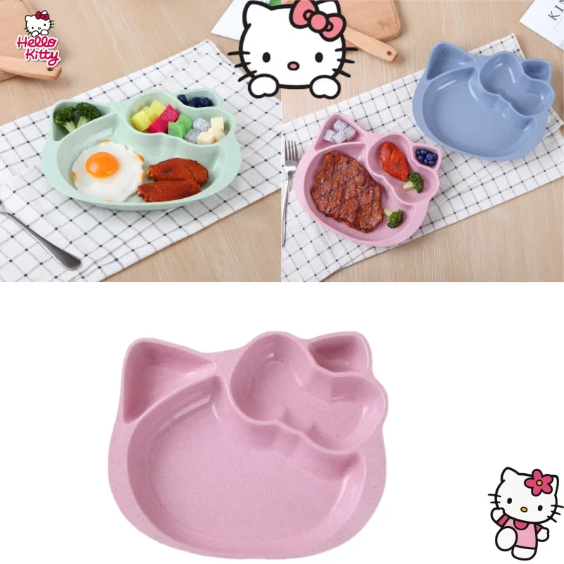 Hello Kitty Children's Dinner Plate Divided Table Plate Dinner Plate Separated Household Adult Anti-fall Plastic Plates