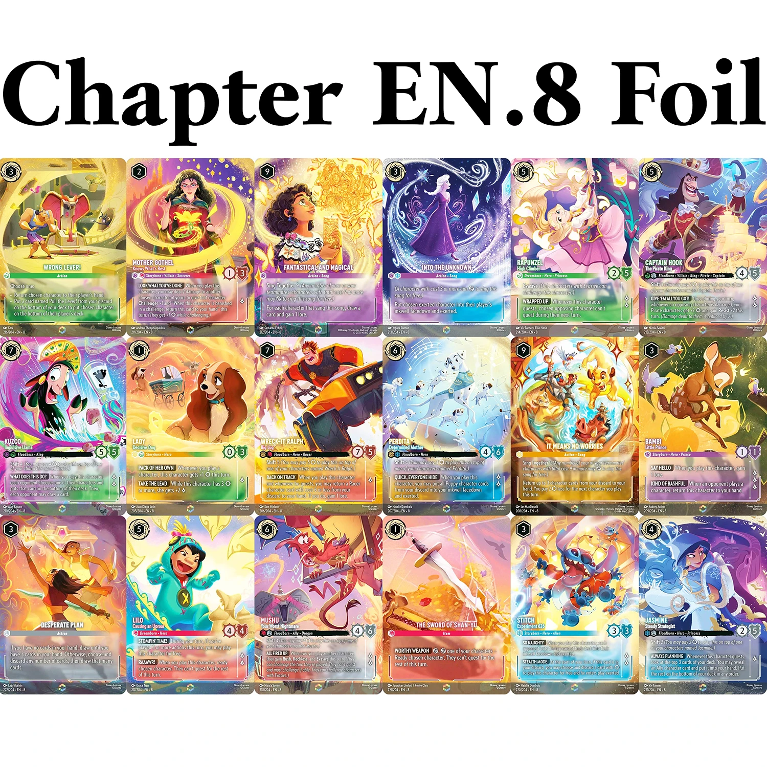 Lorcana English Chapter 8 Enchanted Proxy Reign of Jafar TCG Game extrem seltene Spielkarte IN THE UNKNOWN STITCH JASMINE LADY Image