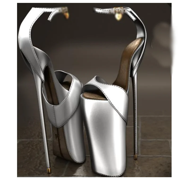 Silber Schnalle Hohl Plattform Sandalen Dünne High Heel Peep Toe Mode Sexy 2025, Sommer Große Größe Frau Schuhe Zapatillas Mujer