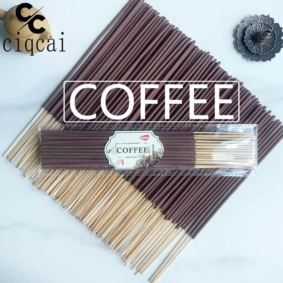 Handgefertigter Bambusstäbchen-Räucherstäbchen mit Kaffeegeschmack, dick und duftend, 22 cm. 66 Zoll lange, hochwertige natürliche Räucherstäbchen, handgefertigt mit traditionellen Methoden, mit Image