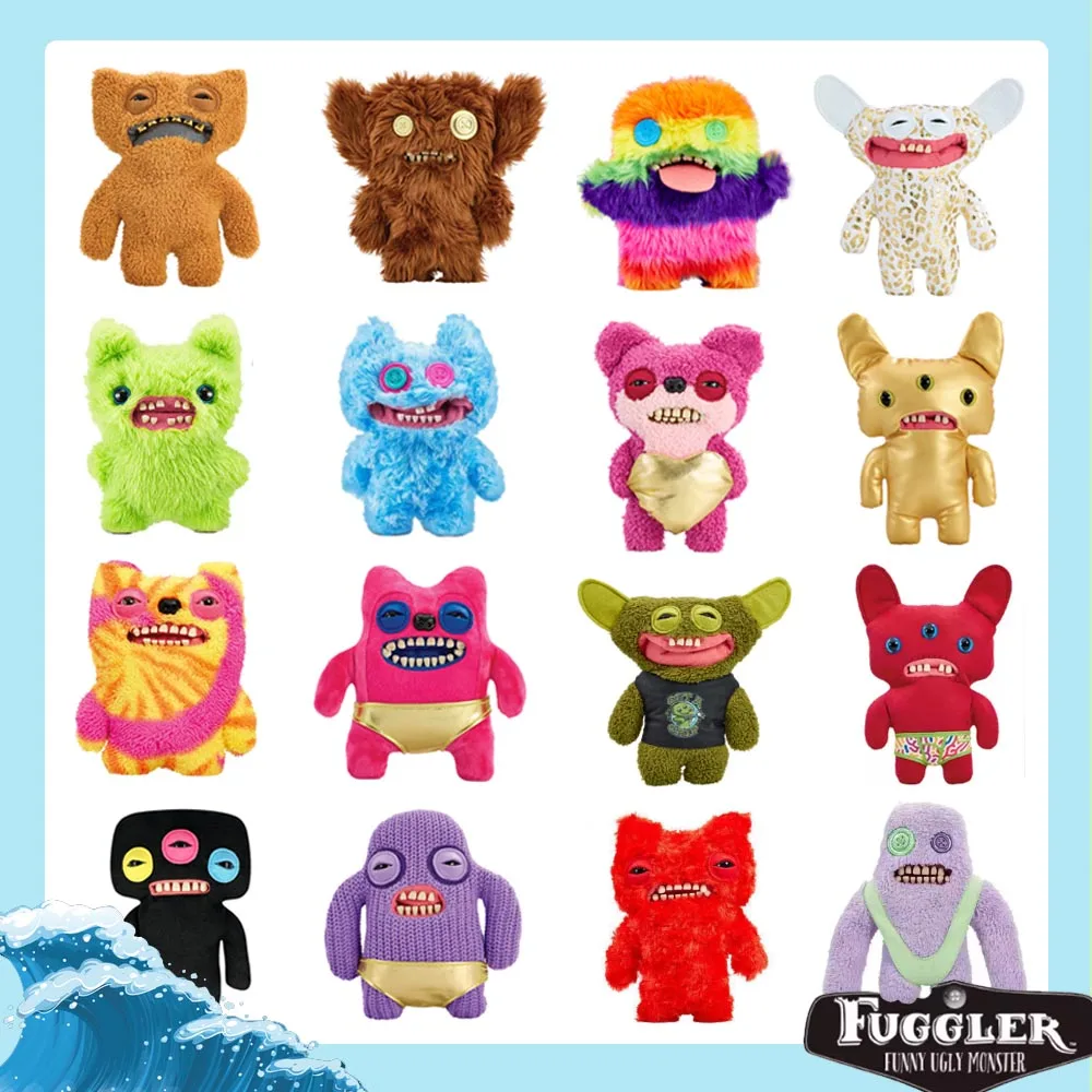 Fuggler Original Monster Plüschpuppe Punk Ugly Tooth Monster Family Gold Treasure Series 20-23CM Lustiges Sammlerspielzeug Geschenk