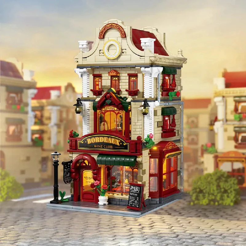 Klemmbausteine 1511 Stück Bordeaux Taverne Mittelalterliche Burg Bauset Stadtarchitektur Modularer Baustein Montagemodellbausatz Erwachsene Geschenk Image