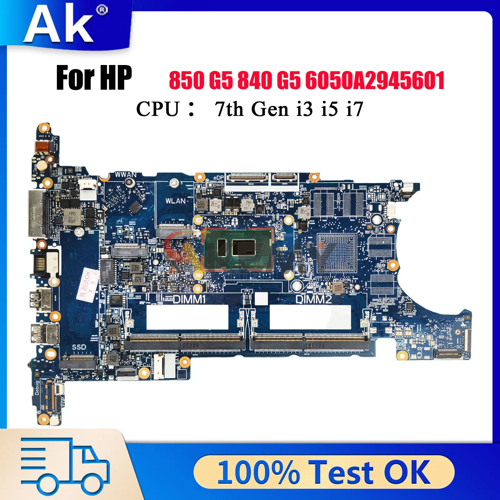6050A2945601 Für HP EliteBook 840 G5 850 G5 Laptop Motherboard L15516-601 L15517-601 Mit i5 i7 8th CPU 100% Vollständig Getestet Image