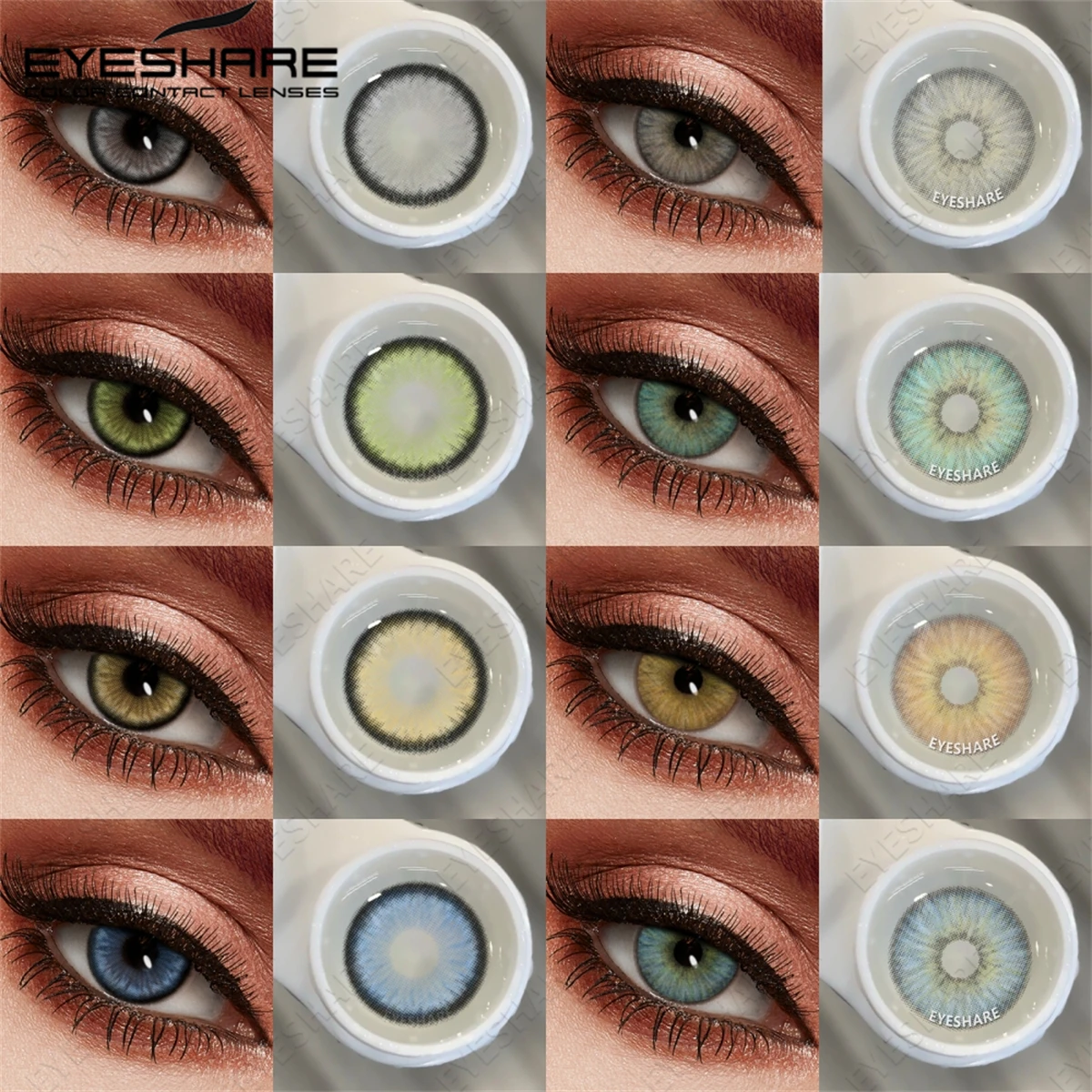 EYESHARE Mode Blau Grün Augen Kontakte 1 Paar Farbige Kontaktlinsen Grau Braun Augenlinsen für Hochzeit Valentinstag Geschenke Image