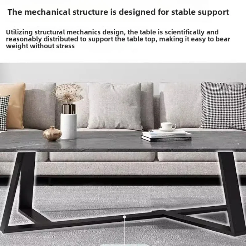 Leichter Luxus-Couchtisch, niedriger Tisch mit modernem Marmormuster, rechteckiger kleiner Tisch neben dem Sofa im Wohnzimmer