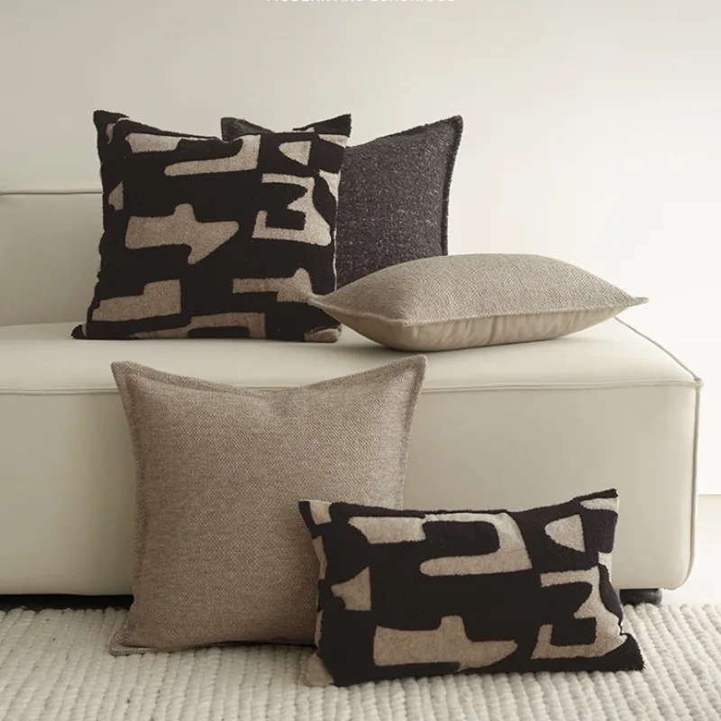 Moderne mittelalterliche dekorative geometrische Kissen Luxus schlichte Kissenhülle schwarz braun dekorative Kissenbezug für Sofa Stuhl Dekor Image